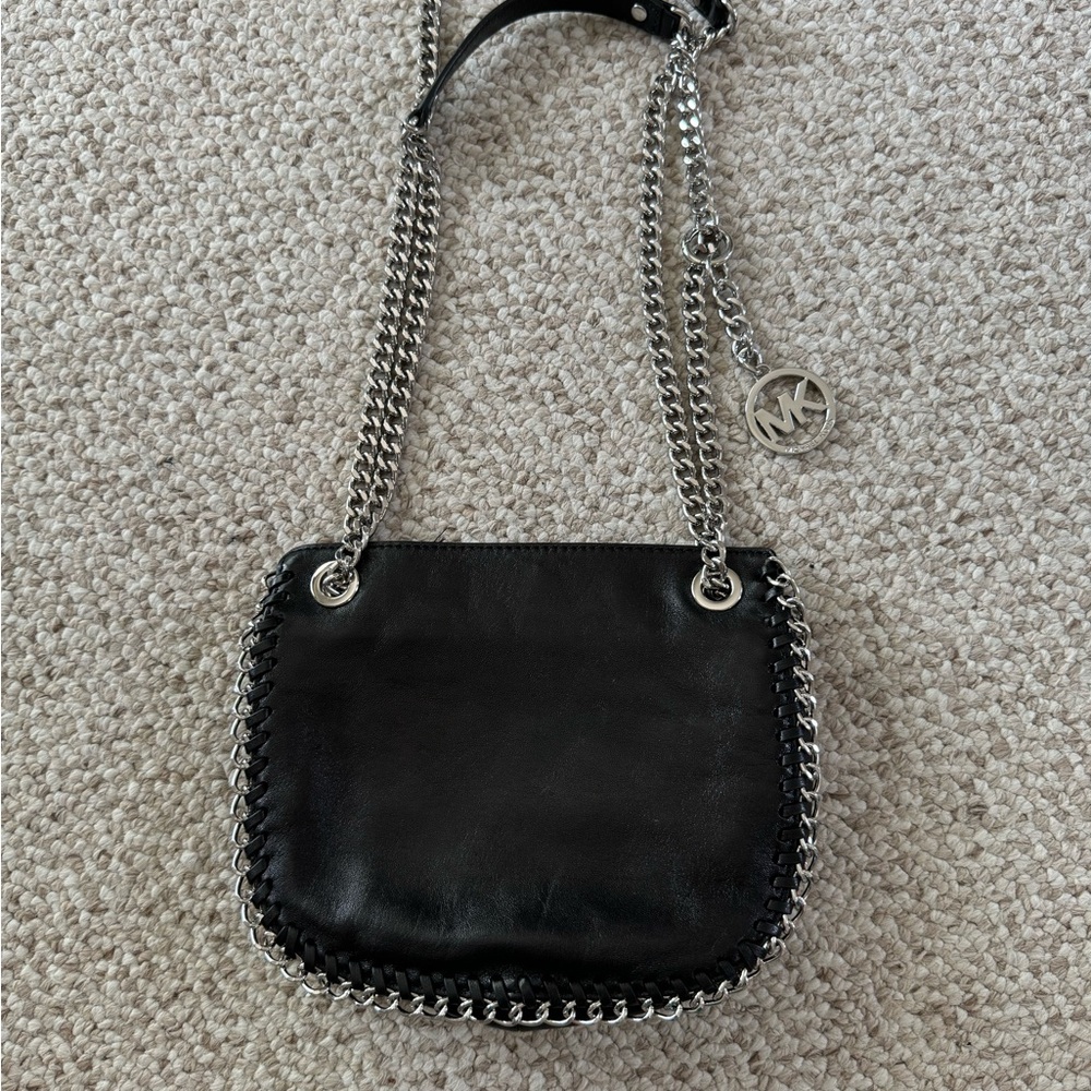 Michael Kors black leather and chain bag
